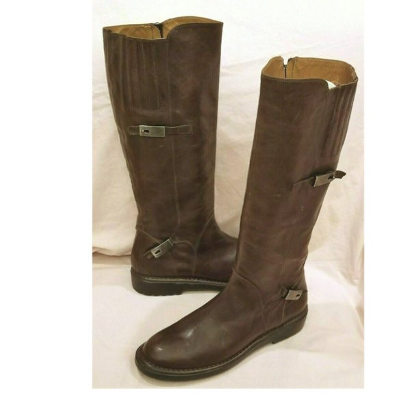 Alberto Fermani Knee High Boots Sz-EU39/US 9-9.5 Brown Leather Made in Italy - Picture 1 of 5